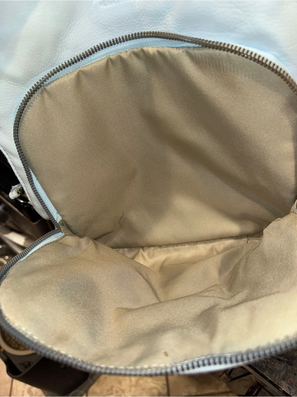 American Leather Light Blue Leather Backpack